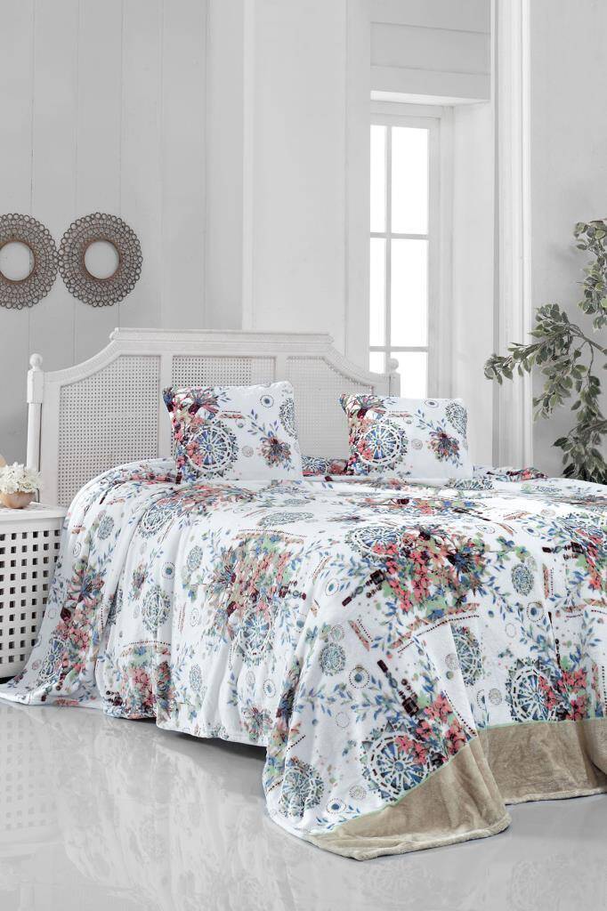 Maxstyle Bambu Lüx Fresia Beige Çift Kişilik Battaniye - Maxstyle