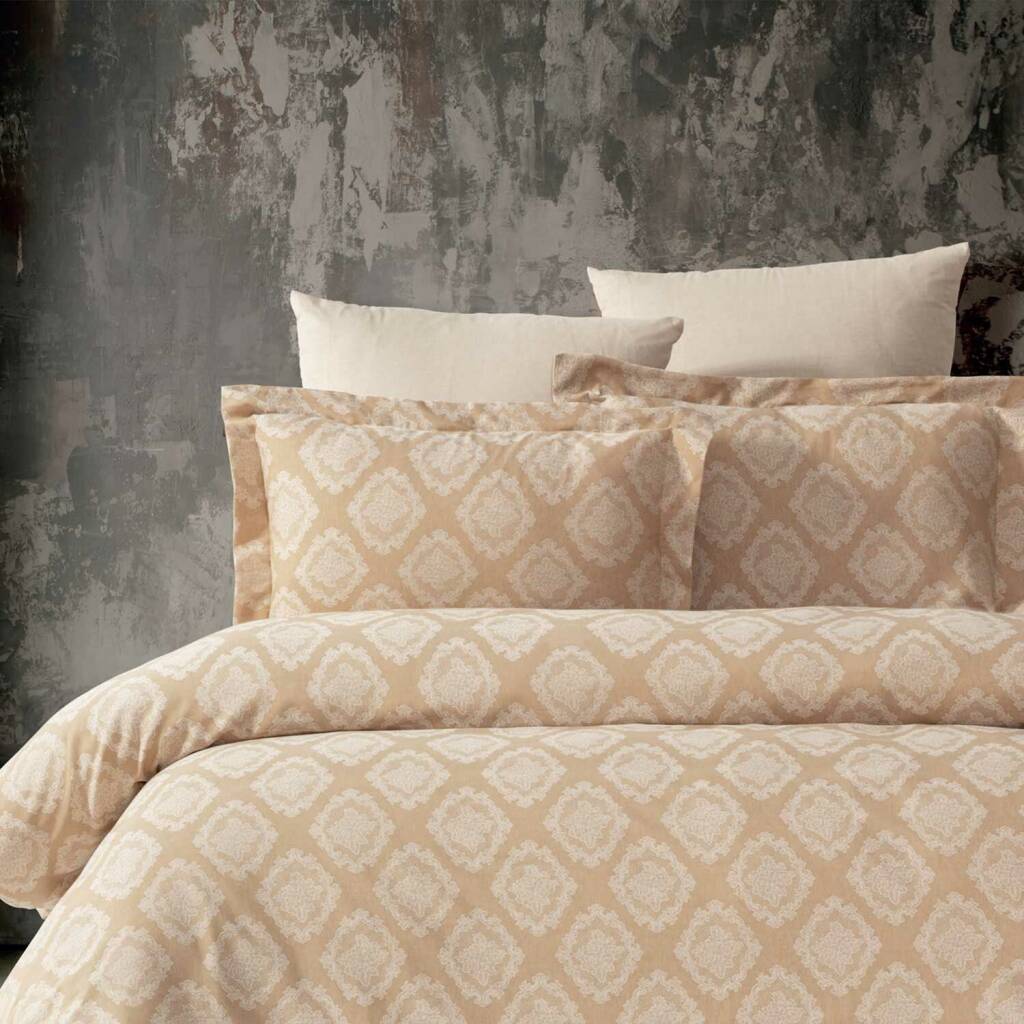 Maxstyle Lyocell Damask Bej Çift Kişilik Nevresim Takımı - Maxstyle