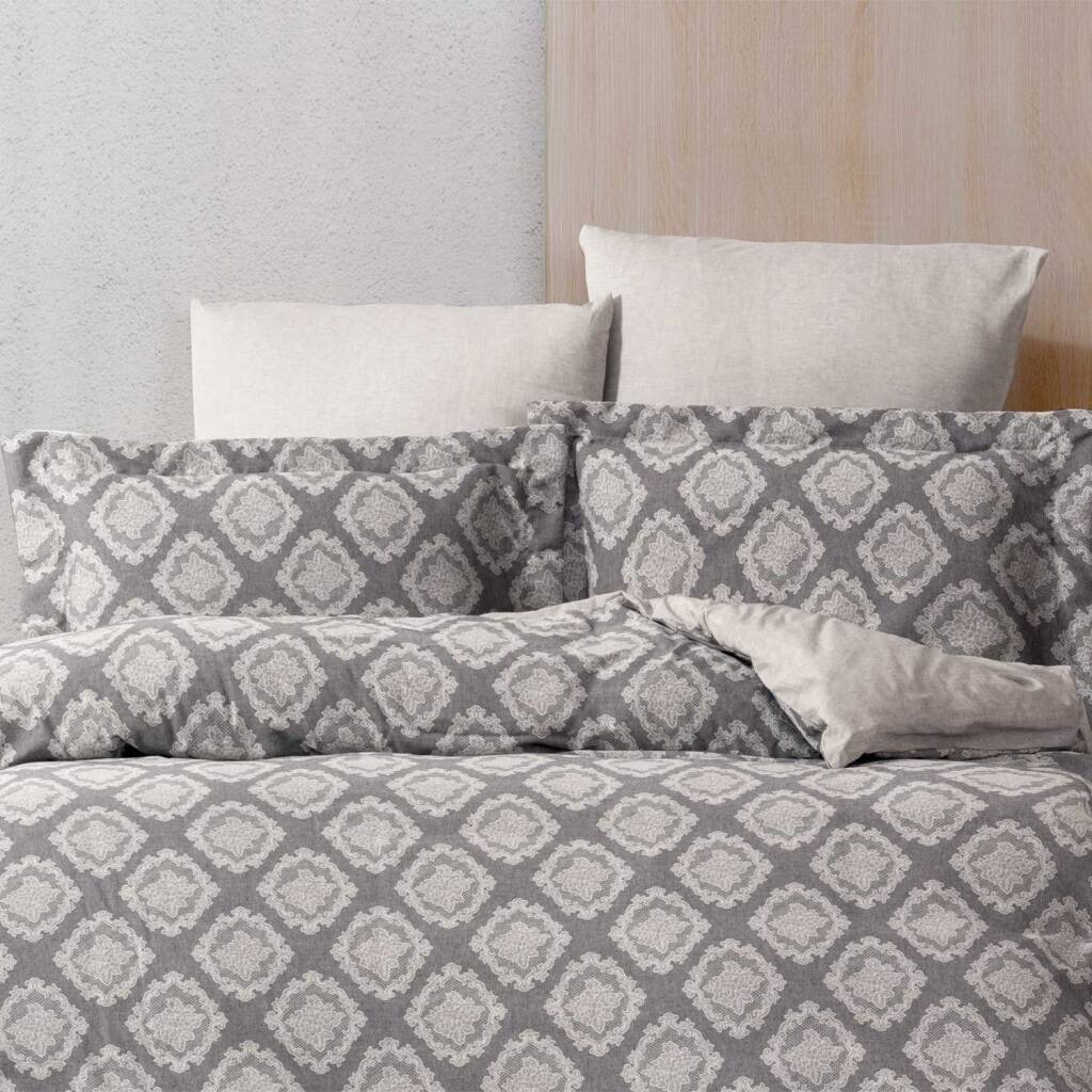 Maxstyle Lyocell Damask Gri Çift Kişilik Nevresim - Maxstyle