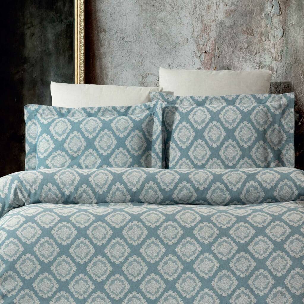 Maxstyle Lyocell Damask Mavi Çift Kişilik Nevresim Takımı - Maxstyle